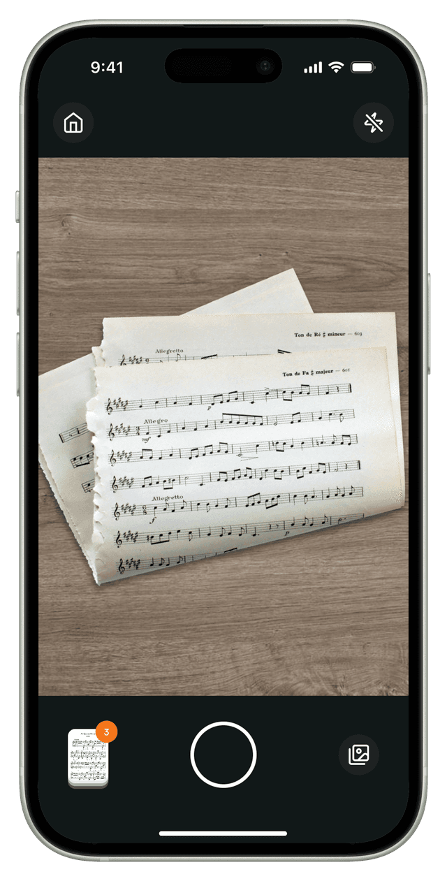 Scanning sheet music with camera